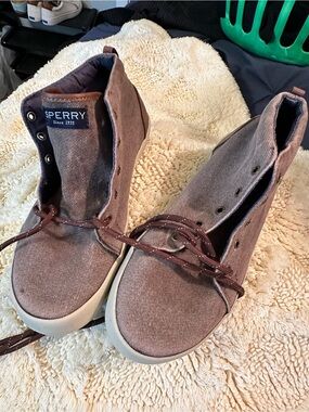 Sperry Brown High-Top Canvas Lace-Up Sneakers
